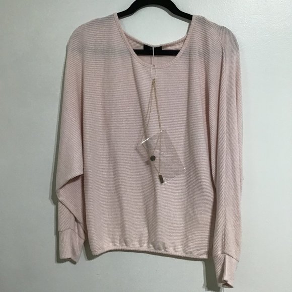 Womens Shirt Sweater Large Blush Color Loose Fit Draping Sleeves - Picture 1 of 8
